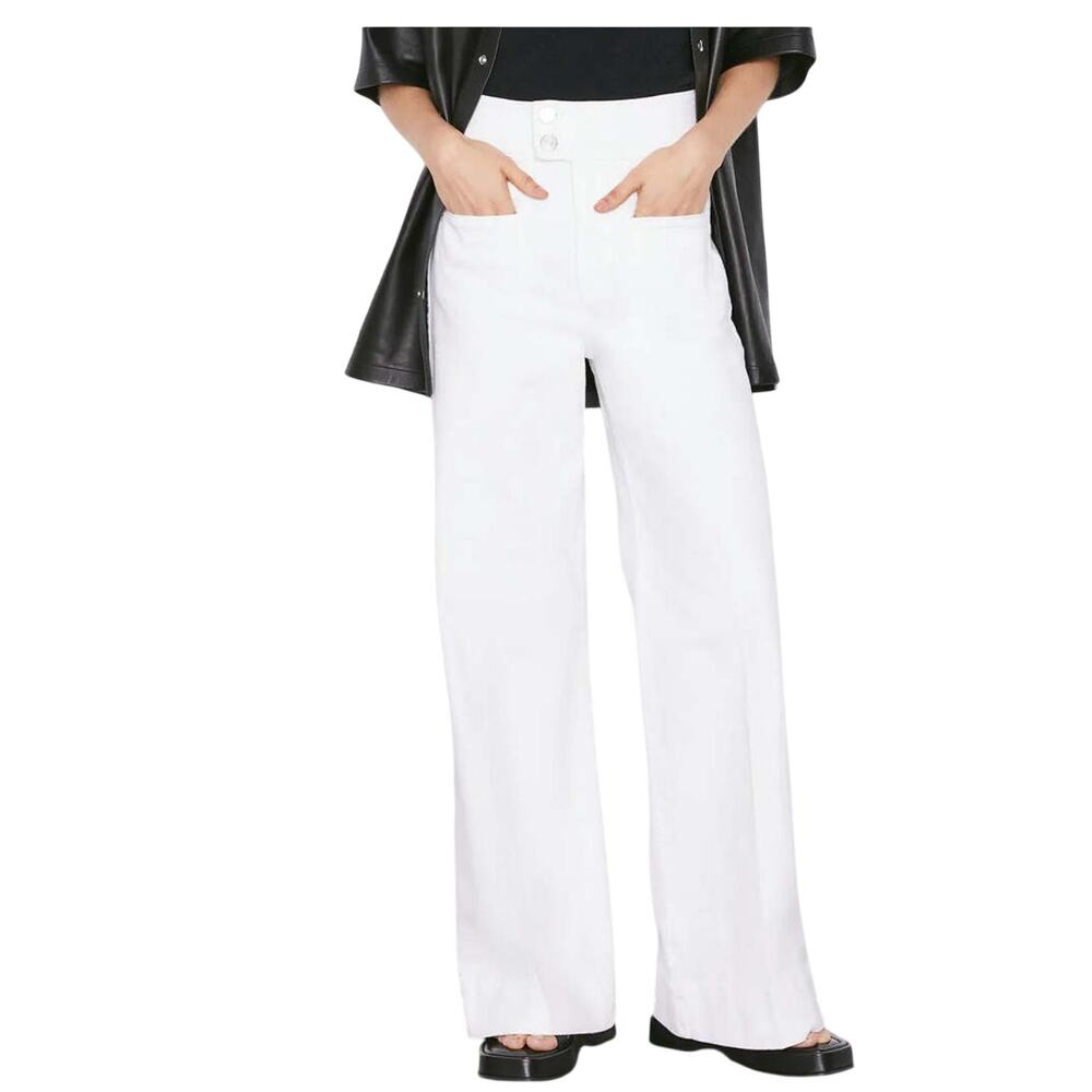 FRAME Le Pixie Hardy Wide Leg White Denim Jeans Size 27